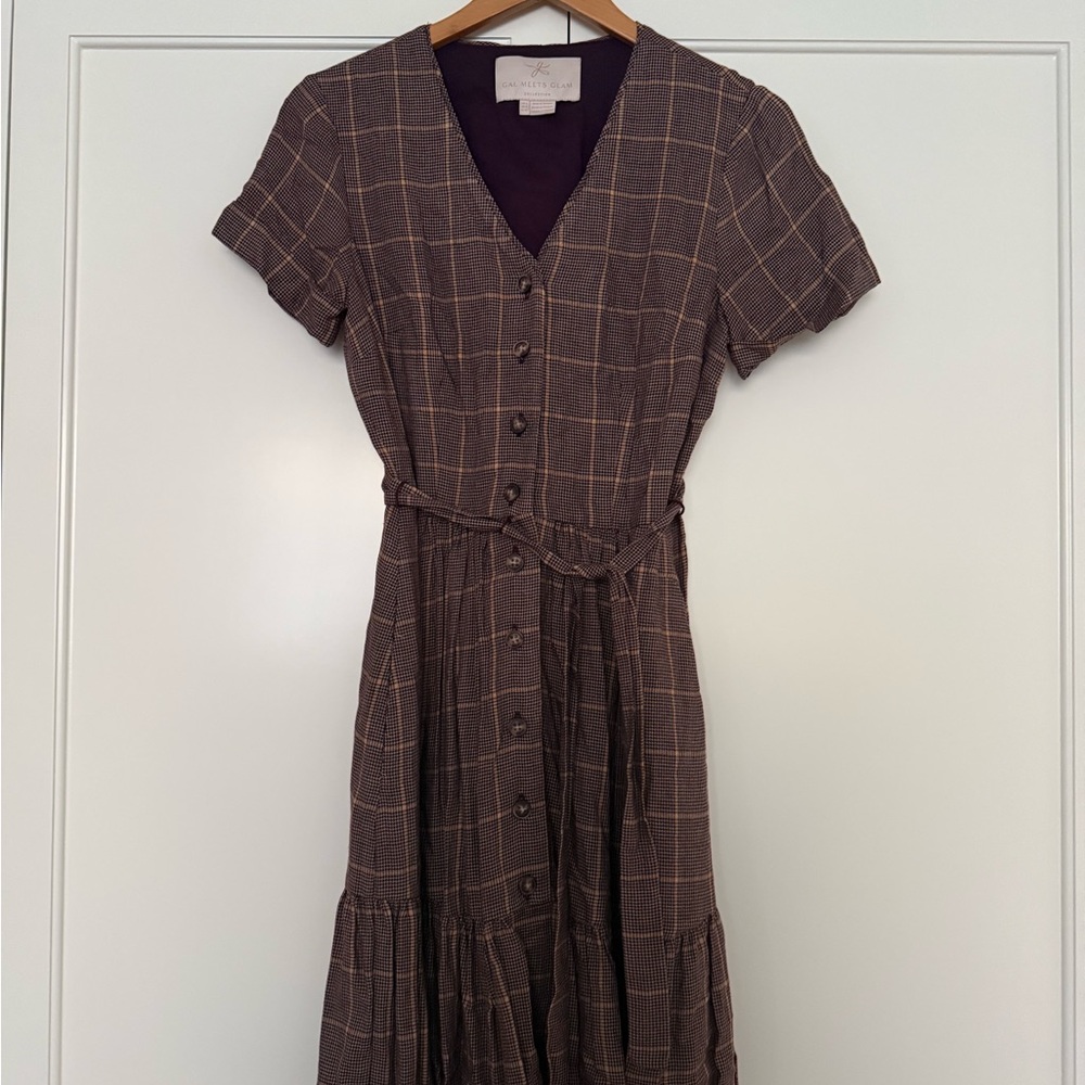 Gal meets Glam Plaid Button-Down Dress